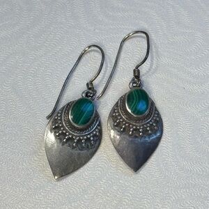 Sterling Silver Vintage Malachite Earrings